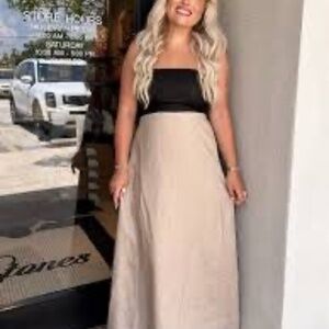 NWT Stitch and Feather Chic Black and Tan Maxi Dress
